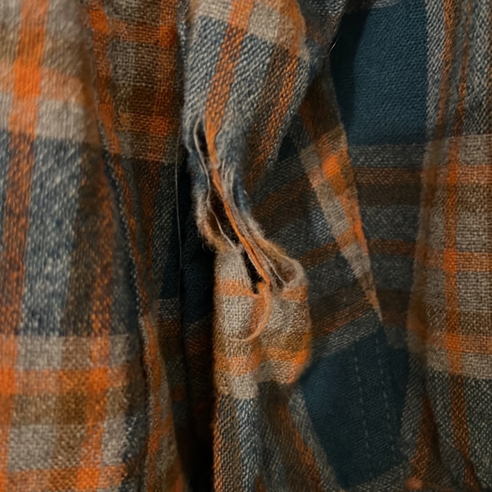 VTG Pendleton Orange and Blue Wool Men’s Flannel Size L - Picture 8 of 15